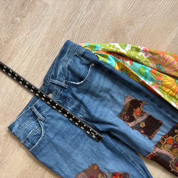 Handmade Upcycled 70s Flare Hippie Patchwork Jeans
